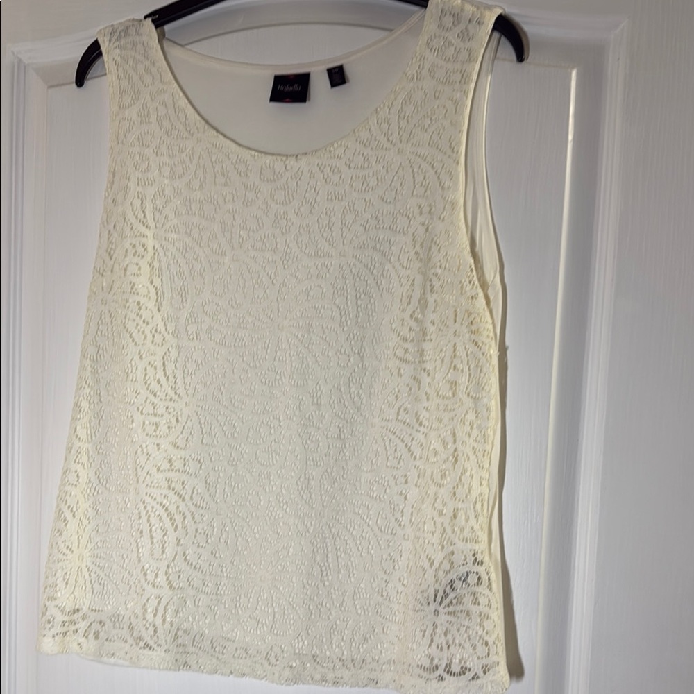 Rafaella Cream Textured Sleeveless Tank Top